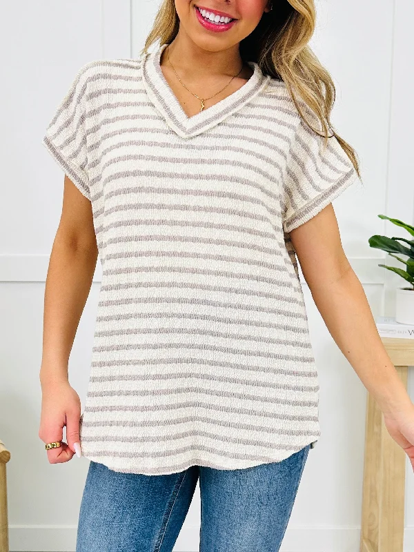 Perfectly Aligned Top In Taupe Luxurious Women's High -  end