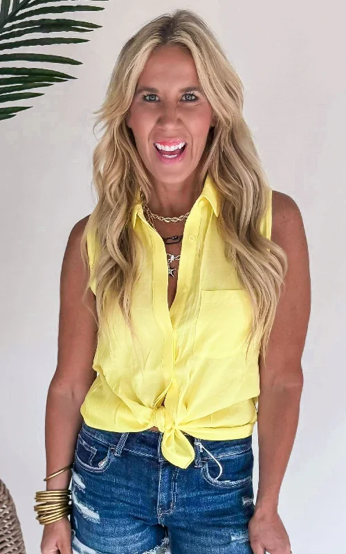 Hi Lo Button Up Sleeveless Collar Top - Final Sale Australian Beach Australian Beach Hi Lo Button Up Sleeveless Collar Top - Final Sale Australian Beach Australian Beach