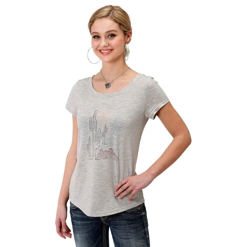 Roper Western Shirt Womens S/S Tee Charcoal 03-039-0513-6080 GY Compression