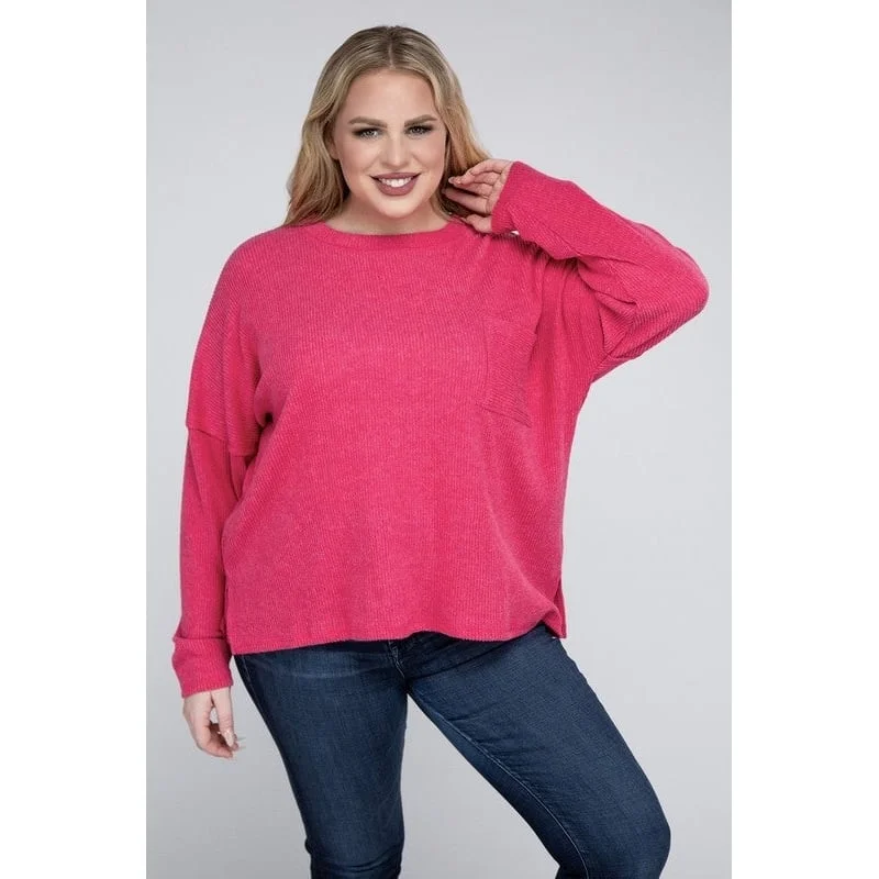 Plus Ribbed Brushed Melange Hacci Sweater Cozy Women's Winter Cozy Women's Winter