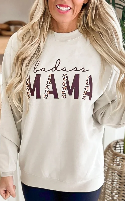 Badass MAMA Graphic Crewneck Sweatshirt Preppy Women's College Preppy Women's College Badass MAMA Graphic Crewneck Sweatshirt Preppy Women's College Preppy Women's College