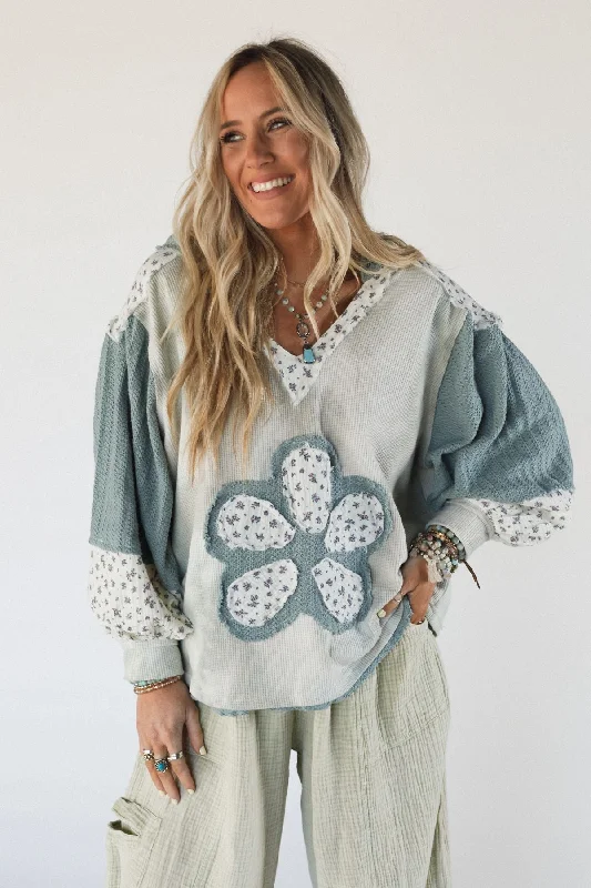 Harlan Flower Patch Top - Sage Cashmere