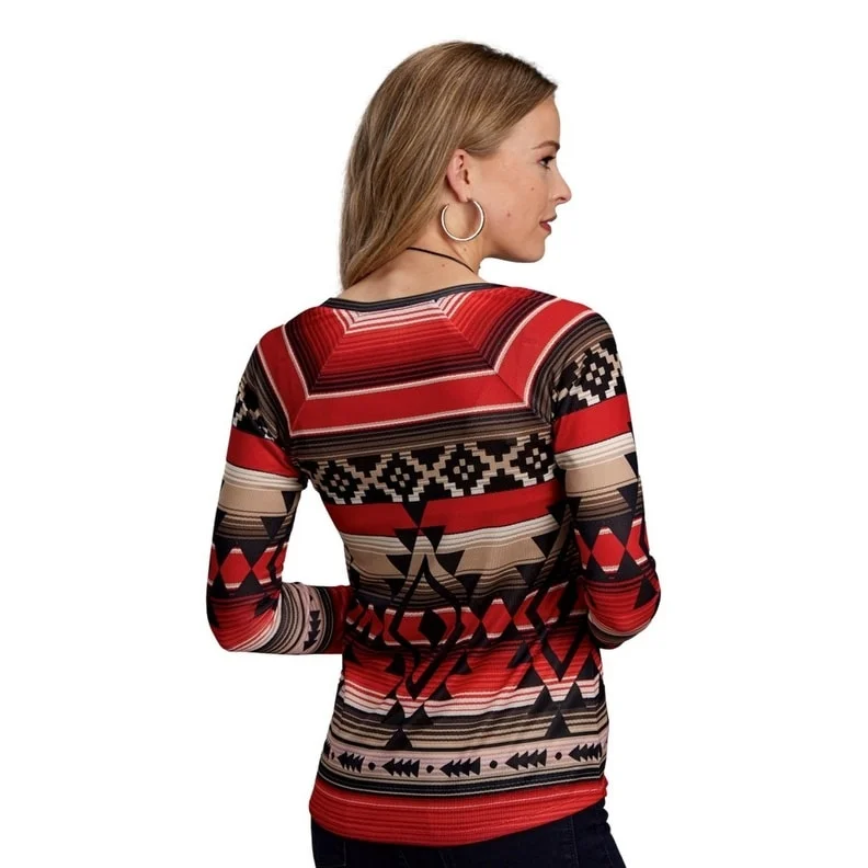 Roper Western Shirt Womens Aztec L/S Raglan Brown 03-038-0514-7055 BR Cool Women's Distressed Roper Western Shirt Womens Aztec L/S Raglan Brown 03-038-0514-7055 BR Cool Women's Distressed