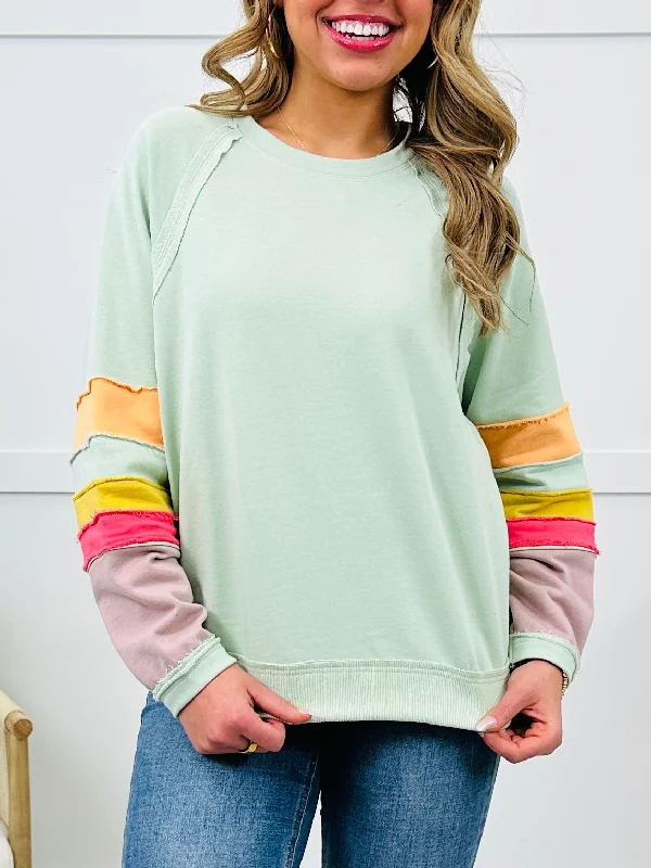 Prism Perfection Pullover In Sage Cool Women's Distressed