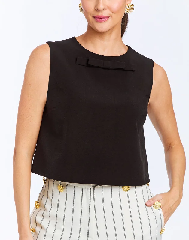 Bianca Black Bow Top Hip Women's Retro