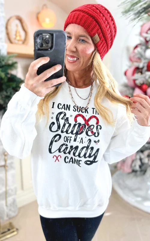 I Can Suck the Stripes off a Candycane Crewneck Sweatshirt** Sleek Women's Metallic Sleek Women's Metallic I Can Suck the Stripes off a Candycane Crewneck Sweatshirt** Sleek Women's Metallic Sleek Women's Metallic