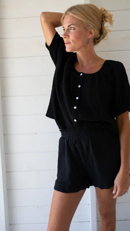 Everly Gauze Top - Black Refined Women's Classic 