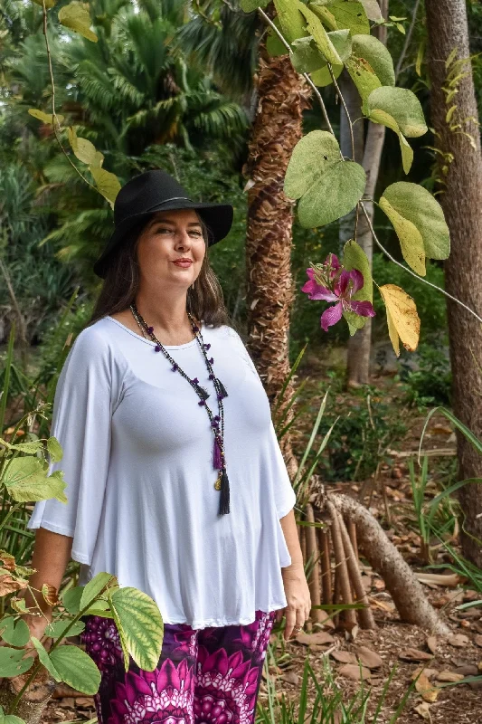 Avalon Batwing Top - White Relaxed Women's Beachy
