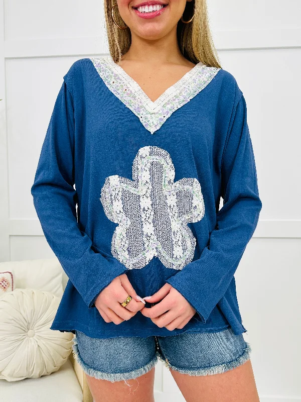 Blossoming Dreams Top In Blue Multi Tough Women's Military - inspired