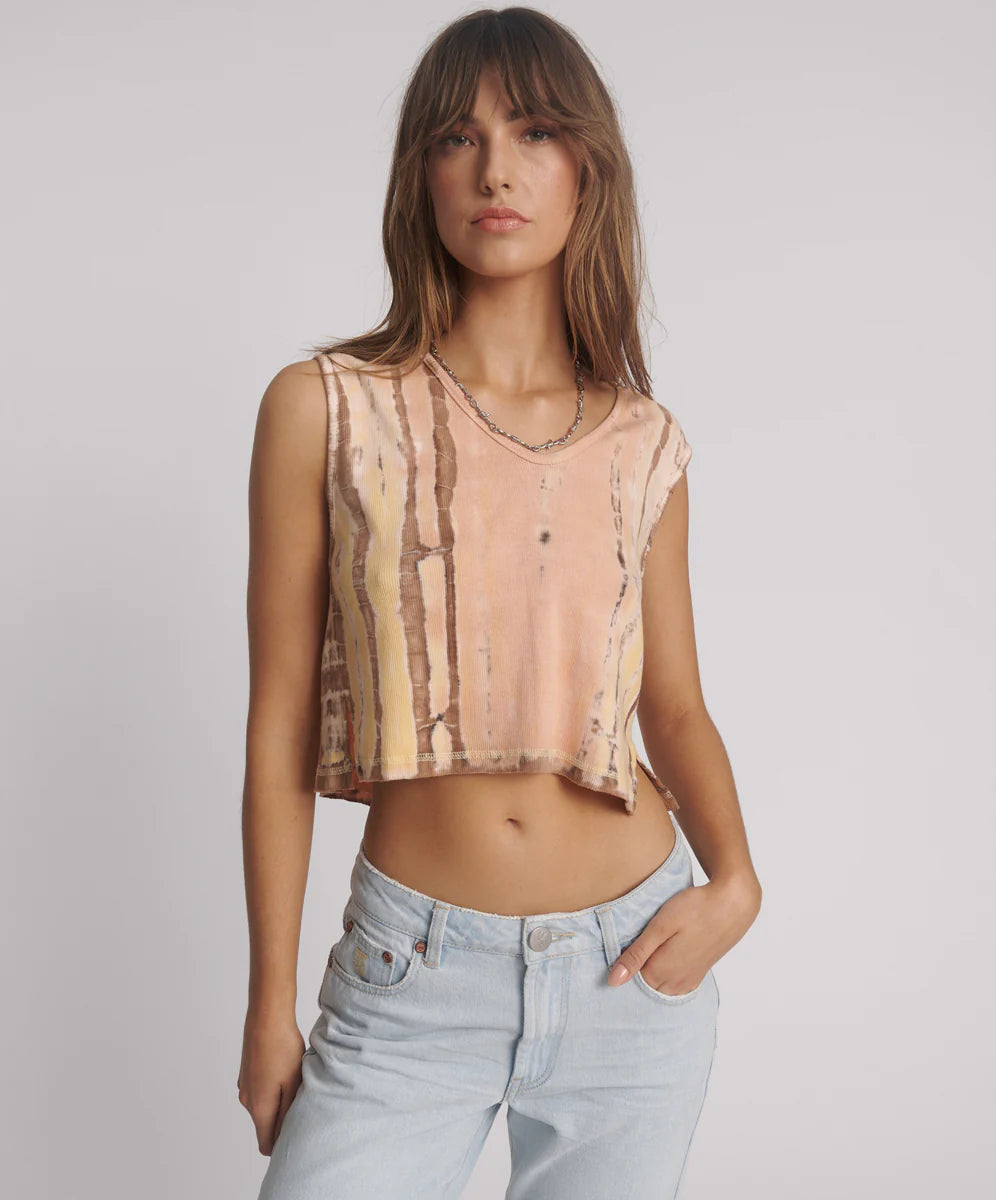 One Teaspoon - Gloria Tropical V-Front Rib Tank Top - Yellow Minimalist Women's Casual Minimalist Women's Casual