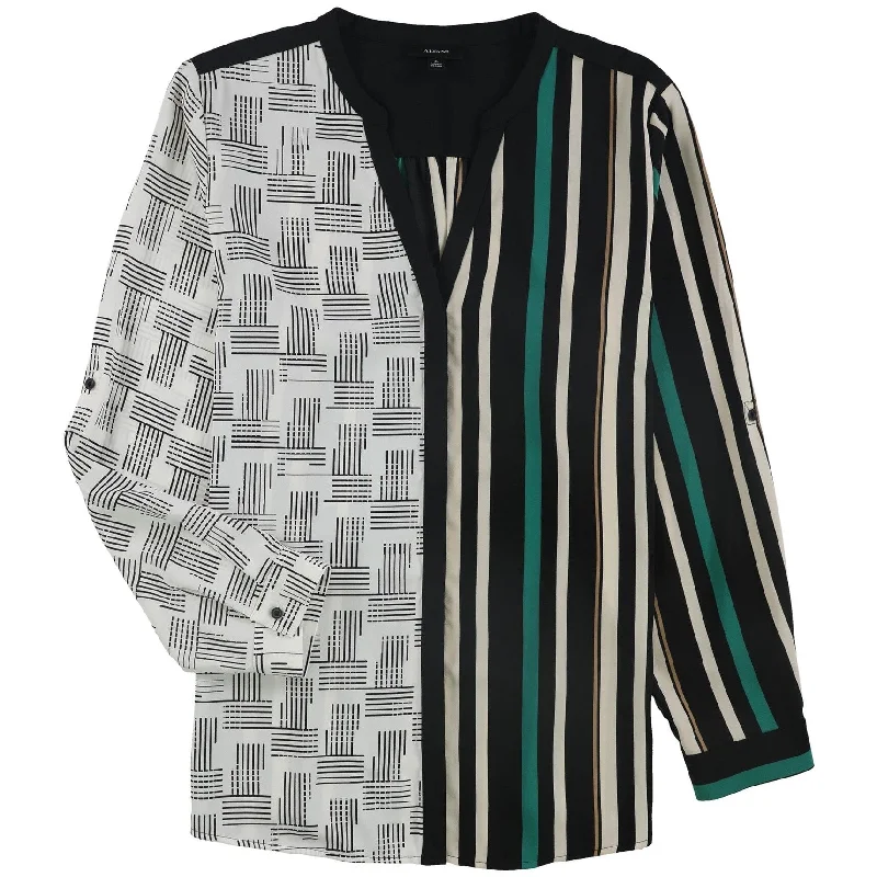 Alfani Womens Stripes Button Down Blouse, Multicoloured, Medium Youthful Women's Anime - inspired Youthful Women's Anime - inspired