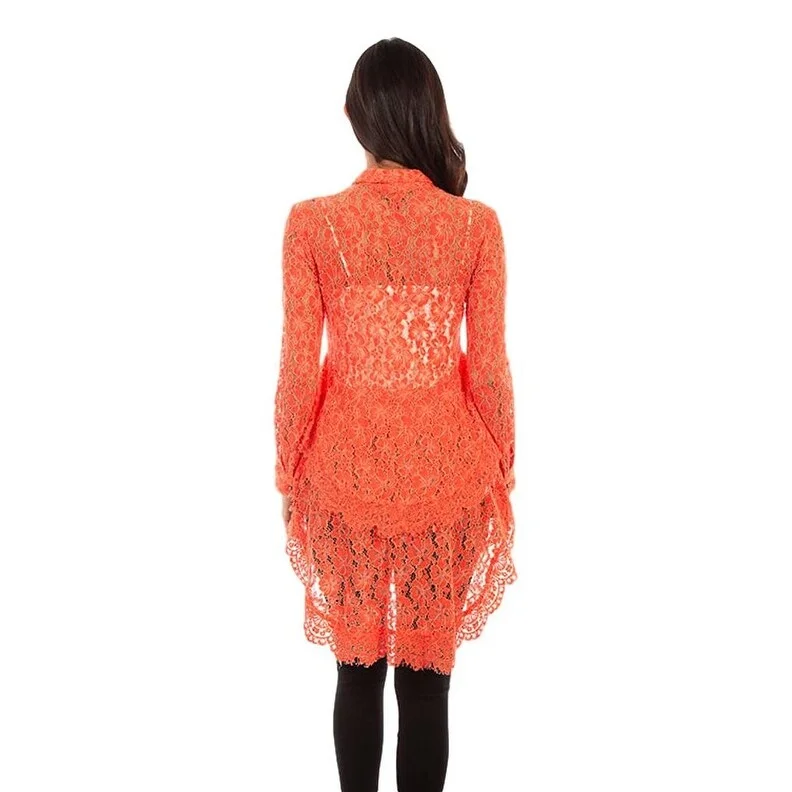 Scully Western Shirt Womens Long Sleeve Hi Lo Lace Blouse F0_HC479 Sharp Women's Italian Sharp Women's Italian