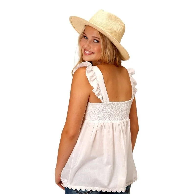 Roper Western Shirt Womens Sleeveless White 03-052-0565-0453 WH Sporty Women's Tennis