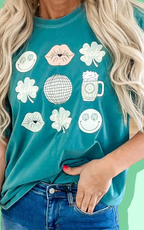 Good Luck Charms Graphic T-shirt Laid - back Women's Style Laid - back Women's Style Good Luck Charms Graphic T-shirt Laid - back Women's Style Laid - back Women's Style