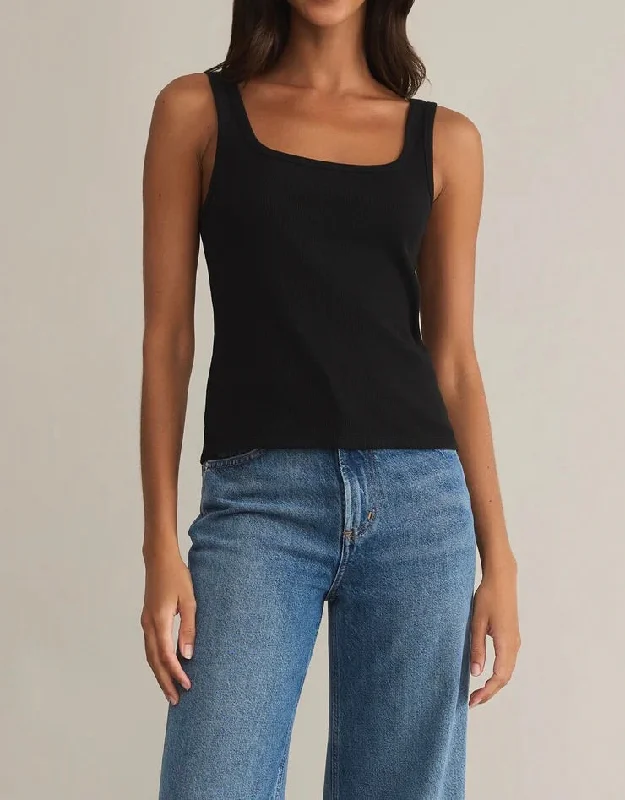 Danya Rib Tank - Black Dapper Women's 1920S