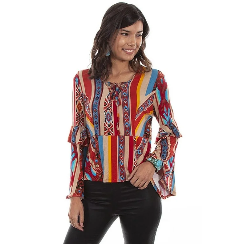 Scully Western Shirt Womens L/S Aztec Blouse Serape F0_HC517 Business