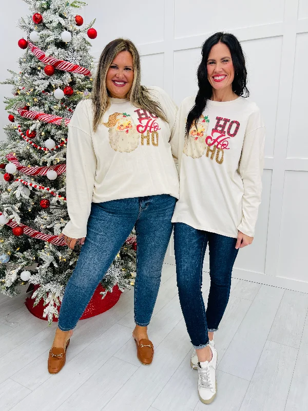 REG/CURVY Ho Ho Ho, Leopard Glow Graphic Tee Hip Women's Retro