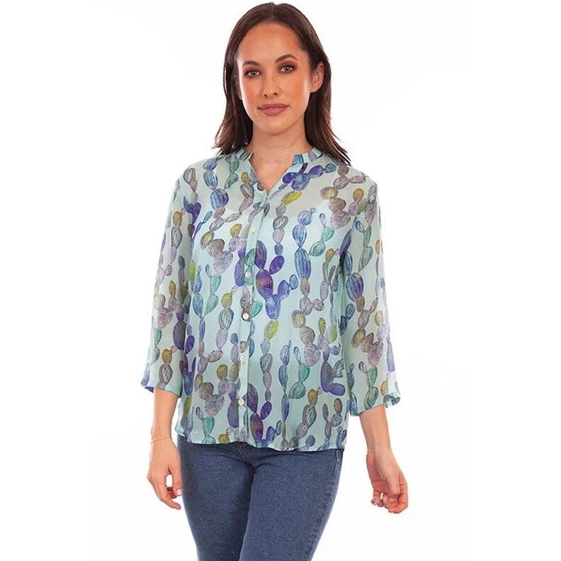 Scully Western Shirt Womens 3/4 Sleeve Button Front Print F0_HC816 Classic Women's Tweed Classic Women's Tweed