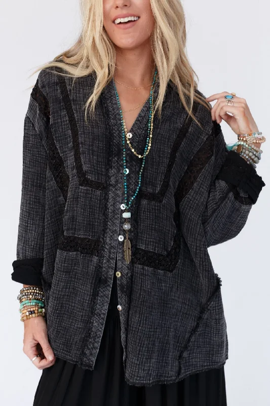 One In A Million Button Down Top - Black Cashmere Cashmere