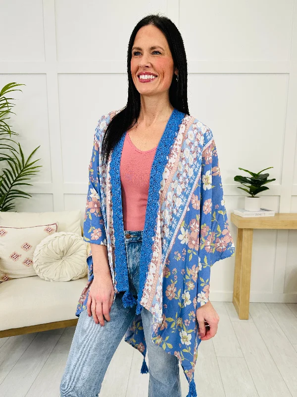 Golden Fields Cardigan In Sky Blue Laid - back Women's Style