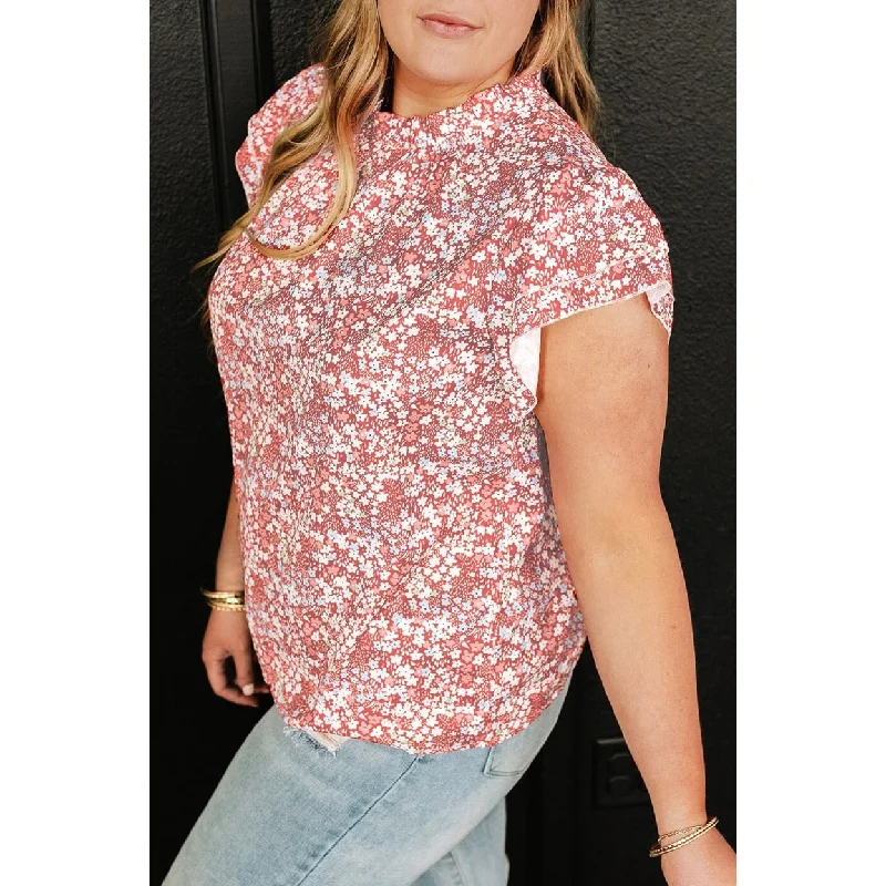Jamie Plus Size Floral Print Ruffled Sleeve Frilled Neck Blouse Refined Women's Classic  Refined Women's Classic 