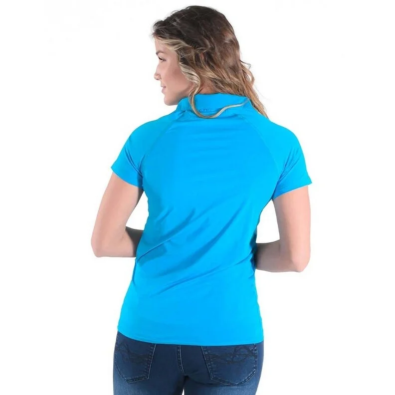 Cowgirl Tuff Western Shirt Womens Breathe S/S Tee Aqua 100504 Vintage Women's 1970S 