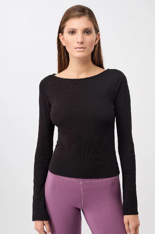Ribbed Boat Neckline (Black), GOTS Vacation Vacation