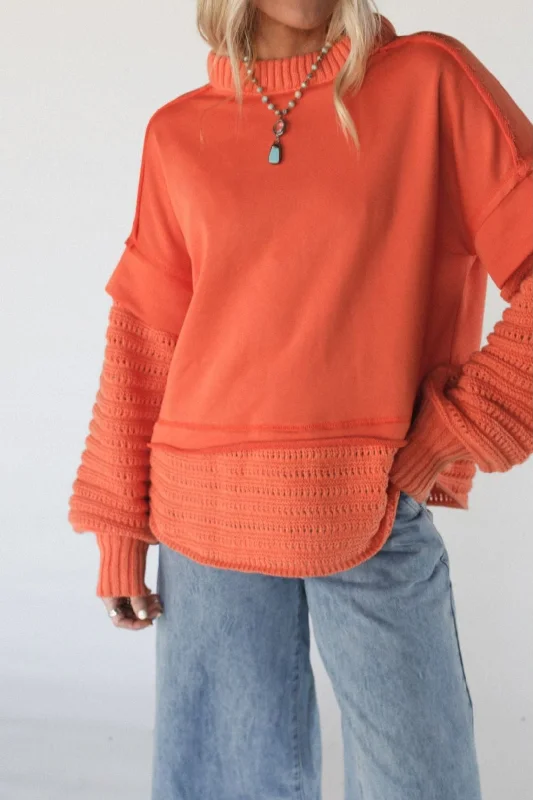 Moonrise Layered Sweater Top - Orange Stylish Women's Neon