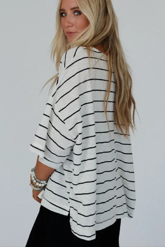 The Nest Dreamy Daze Striped Top - Off White Bold Women's Animal Print Bold Women's Animal Print