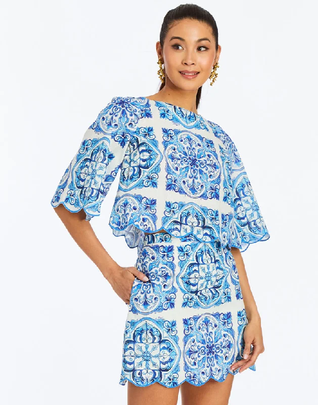Charlize Scallop Top Polished Women's Silk