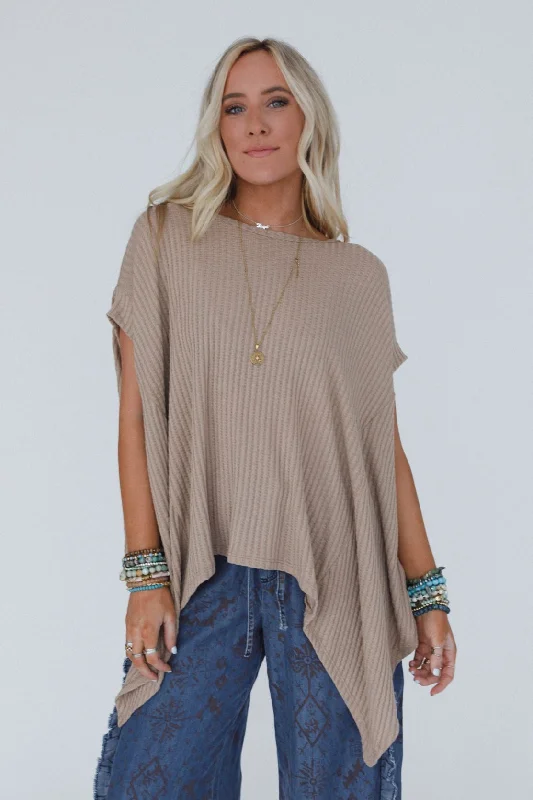 The Nest Everleigh Textured Tunic Top - Taupe Athletic Women's High - 