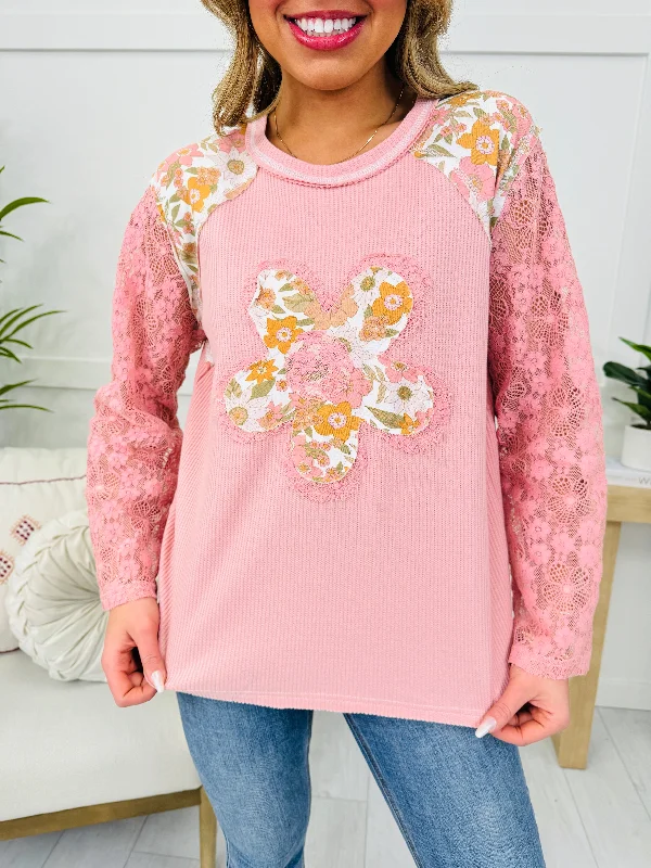 Beloved Bliss Top In Dusty Pink Geometric