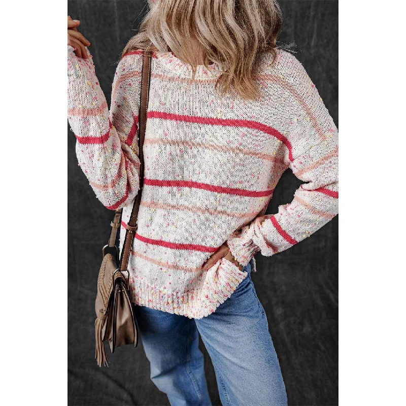 Ruthie Striped Confetti Knit Sweater Casual Women's Loose - fitting Casual Women's Loose - fitting