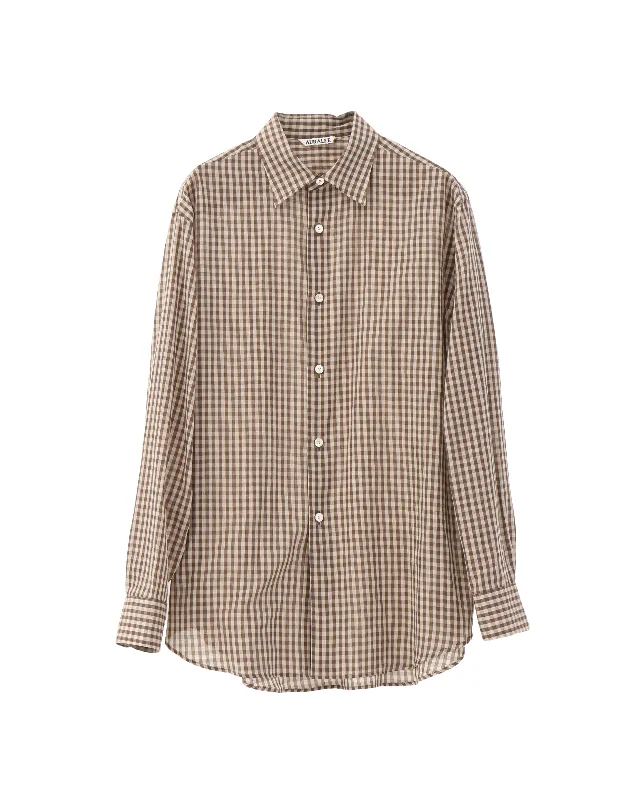 AIRY LIGHT COTTON CHECK BIG SHIRT Bold Women's Animal Print