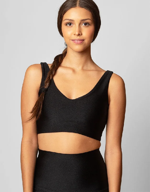 Ultraluxe V Crop Black Feminine Women's Style  Feminine Women's Style 