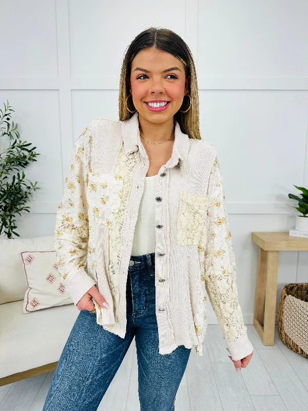 Sweet Stitch Serenity Shacket In Ivory Multi Contemporary  Contemporary 