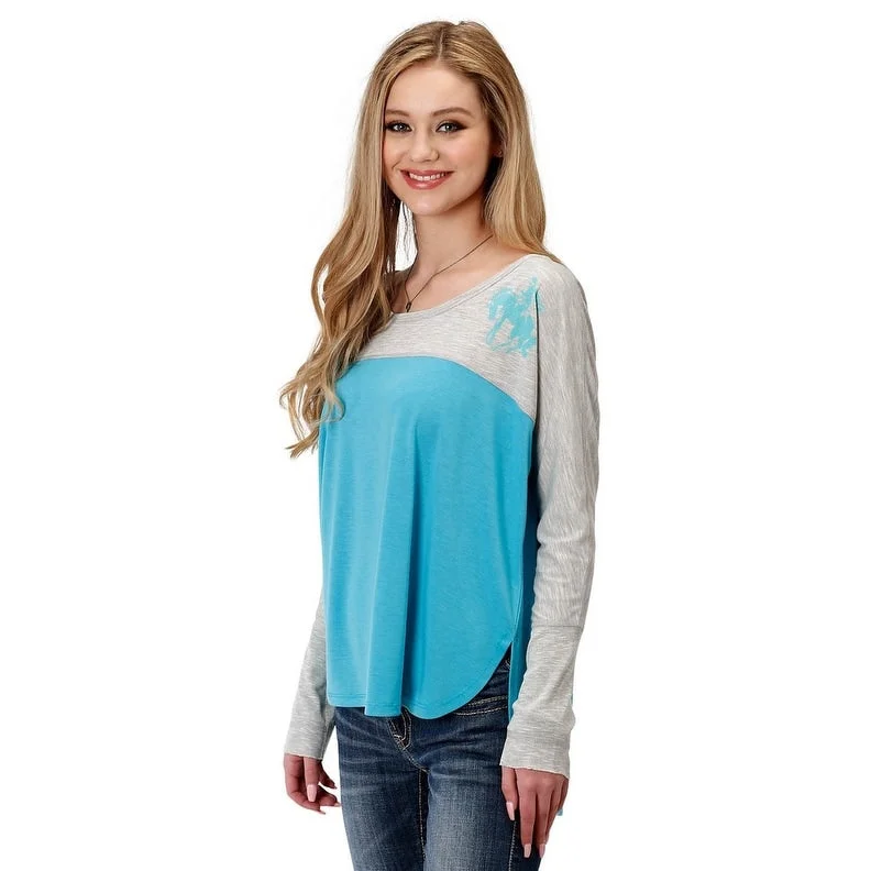Roper Western Shirt Womens L/S Screen Print Gray 03-038-0514-6084 GY Bold Women's Animal Print Roper Western Shirt Womens L/S Screen Print Gray 03-038-0514-6084 GY Bold Women's Animal Print