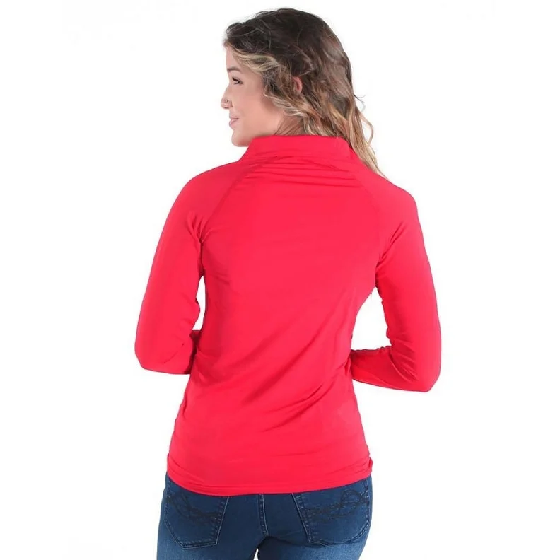 Cowgirl Tuff Western Shirt Womens Breathe L/S Tee Bright Red 100476 Street
