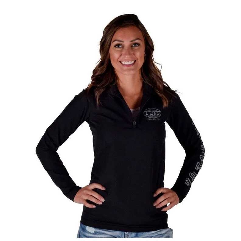 Cowgirl Tuff Western Shirt Womens L/S Logo Stretch Black 100787 Stylish Women's Tropical 