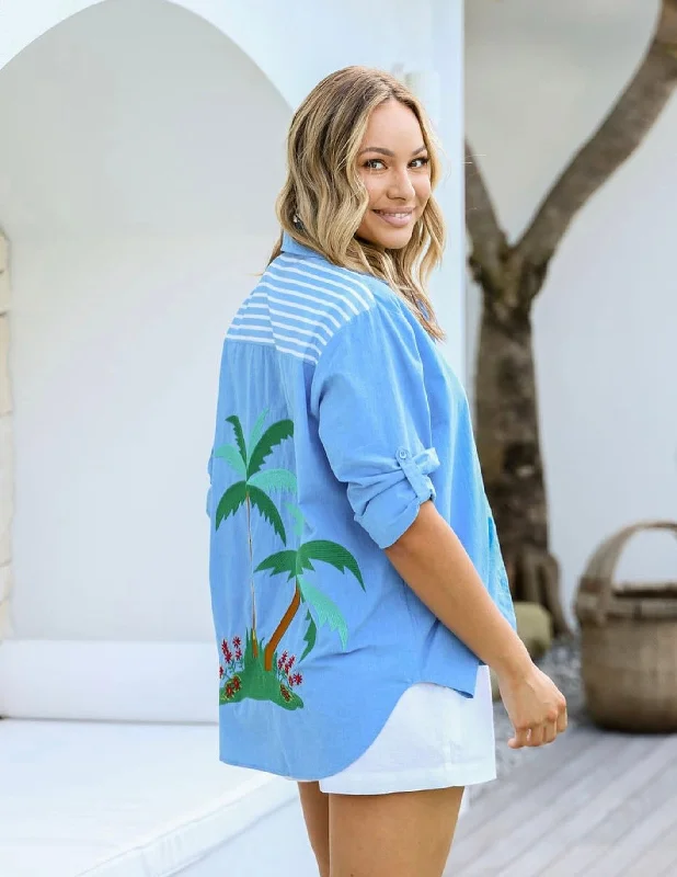 Joop & Gypsy Lida Embroidered Chambray Shirt Trendy Women's  Trendy Women's 