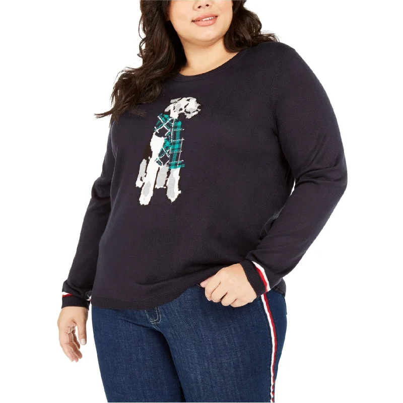 Tommy Hilfiger Womens Terrier Knit Sweater, Blue, 0X Refined Women's  Refined Women's 