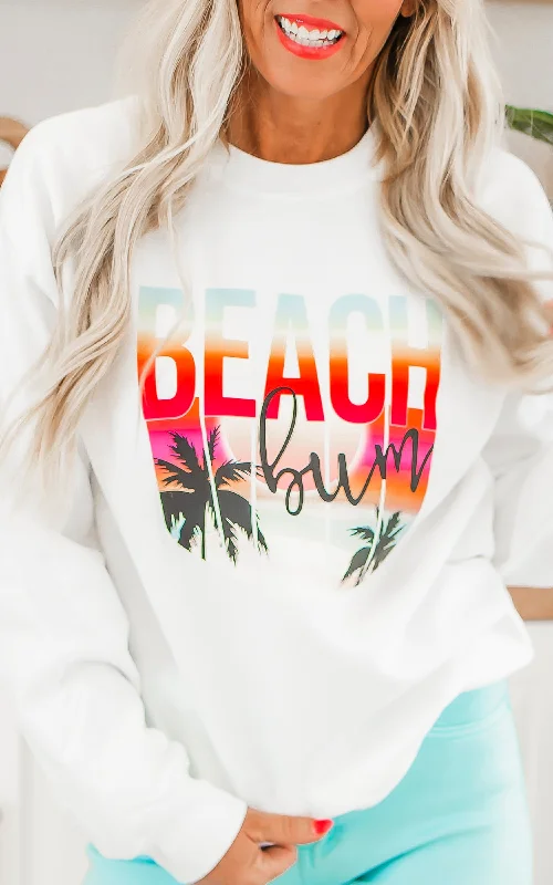 Sunset Beach Bum Graphic Crewneck Sweatshirt* Feminine Women's Soft Feminine Women's Soft Sunset Beach Bum Graphic Crewneck Sweatshirt* Feminine Women's Soft Feminine Women's Soft