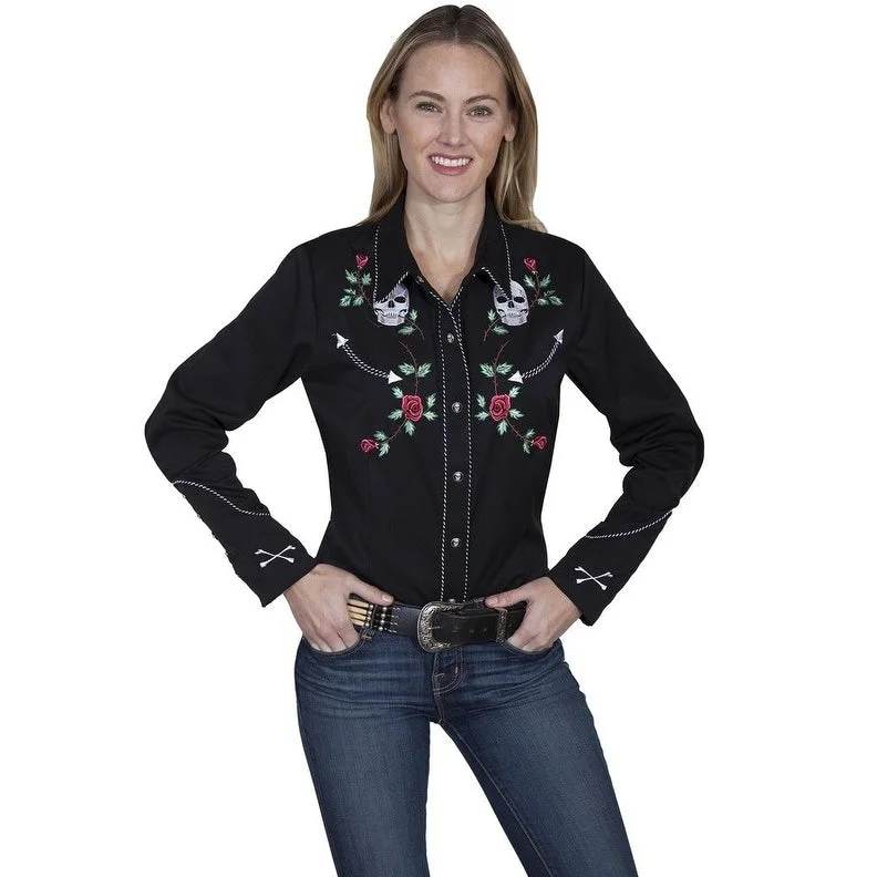 Scully Western Shirt Womens Long Sleeve Embroidered Button F0_PL-771 Youthful Women's Anime - inspired Youthful Women's Anime - inspired