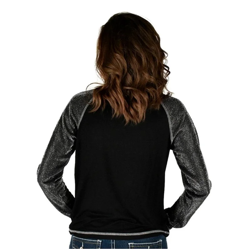 Cowgirl Tuff Western Shirt Womens L/S Tee Embroidery Black 100659 Athletic Women's 