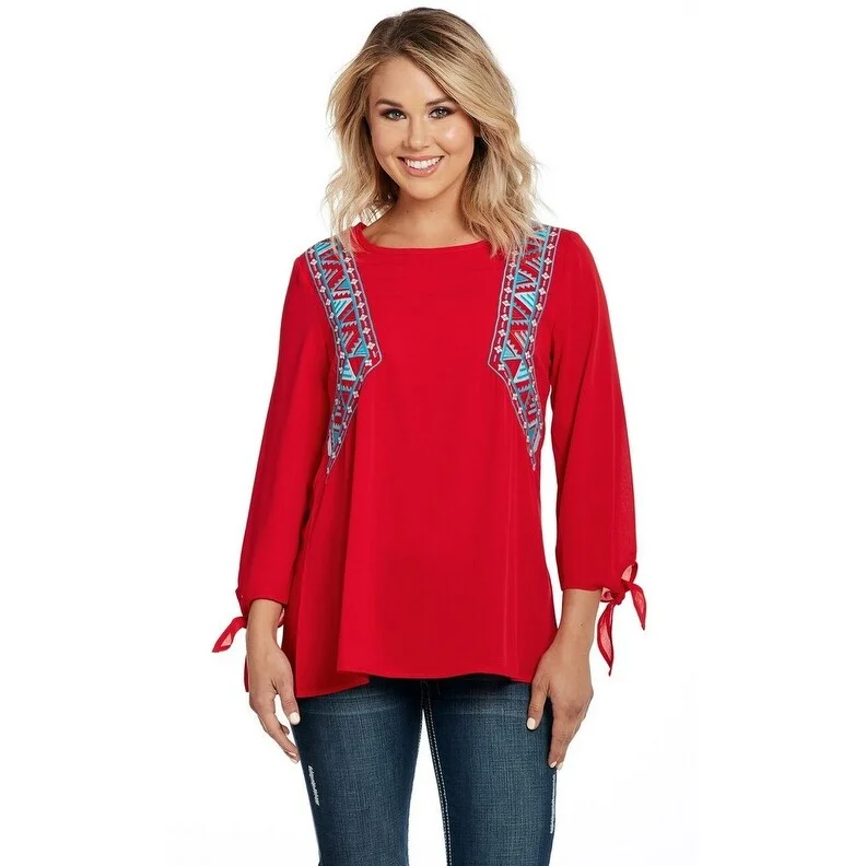 Cowgirl Up Western Shirt Womens 3/4 Sleeve Embroidery Red CG90103 Tough Women's Military - inspired Cowgirl Up Western Shirt Womens 3/4 Sleeve Embroidery Red CG90103 Tough Women's Military - inspired
