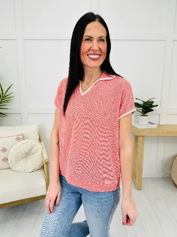 Simply Stylish Top In Coral Classic Women's Tweed