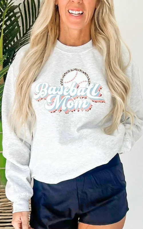 Heather Grey Leopard Baseball Mom Graphic Crewneck Sweatshirt British Gentlewoman Style British Gentlewoman Style Heather Grey Leopard Baseball Mom Graphic Crewneck Sweatshirt British Gentlewoman Style British Gentlewoman Style