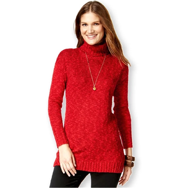 American Living Womens Marled Turtleneck Pullover Sweater, Red, XX-Large Geometric Geometric