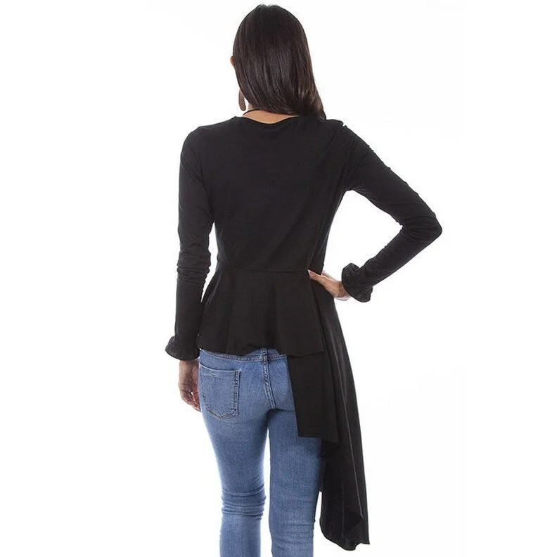 Scully Western Shirt Womens L/S Asymmetrical Peplum Black F0_HC623 Feminine Women's Soft  Feminine Women's Soft 