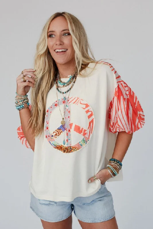 Peaceful Vibes Contrast Top - Ivory Confident Women's High - fashion